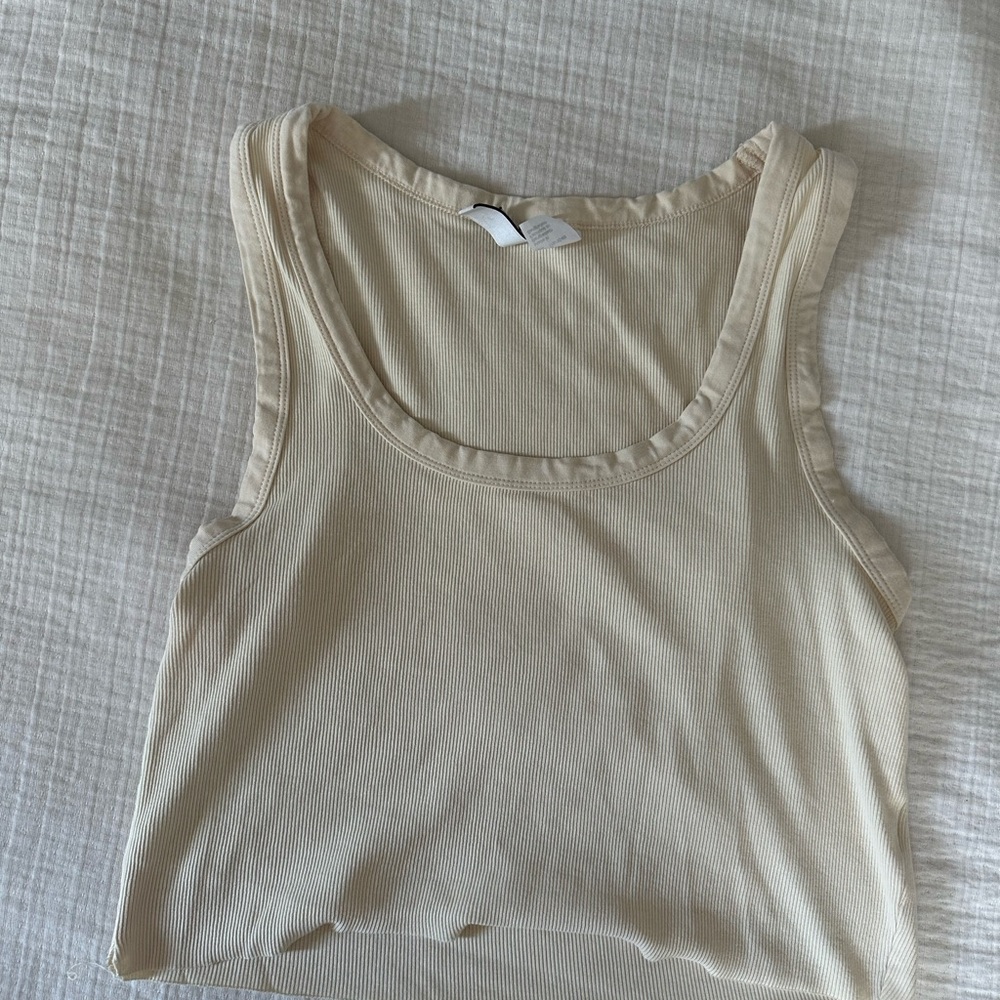 H&M Cream Ribbed Tank Top